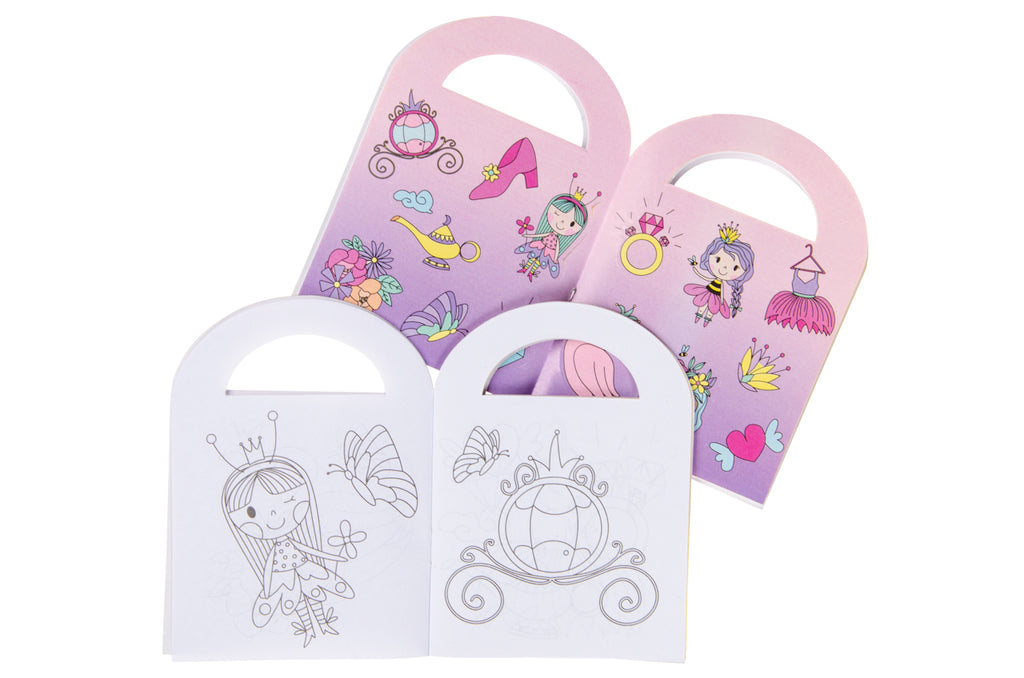 6 Princess Sticker & Colouring Books With Handles