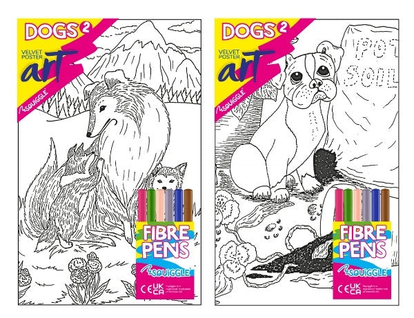 Dogs Velvet Poster Art & Fibre Pens