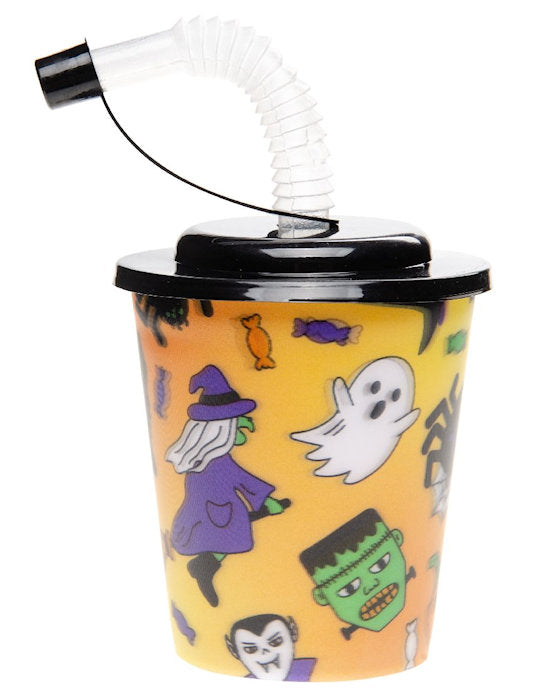 Halloween Reusable Plastic 3D Cup & Straw