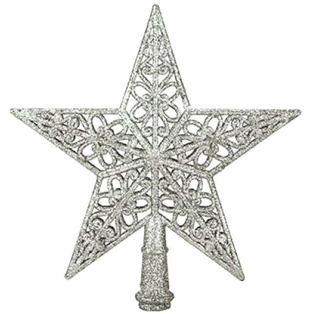 Silver 5 Tip 20cm Christmas Tree Star Topper