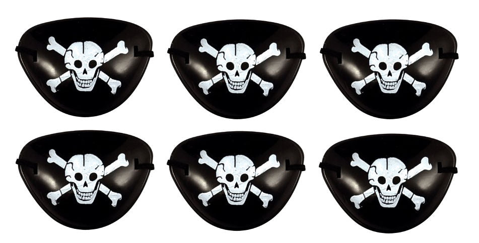 6 Pirate Skull & Crossbones Eye Patches