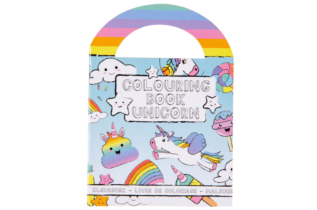 6 Unicorn Sticker & Colouring Books With Handles