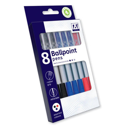 8 Pack Ballpoint Pens & Grip