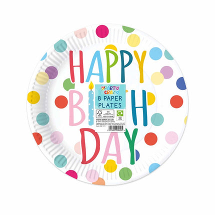 8 Happy Birthday Design 9" Paper Plates