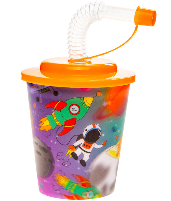 Space Reusable Plastic 3D Cup & Straw