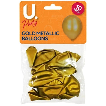 10 Gold Metallic Balloons