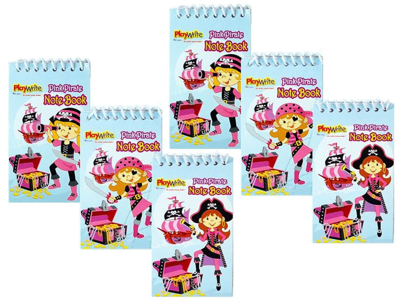 6 Mini Pink Pirate Spiral Notebooks