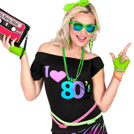 Neon Green Fingerless Fishnet Gloves