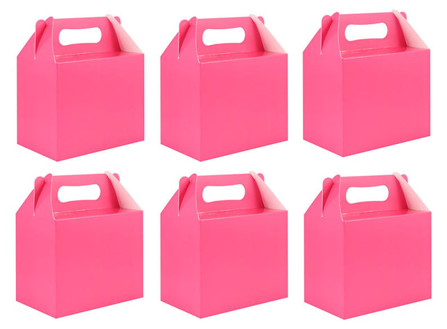 6 Hot Pink Party Lunch Boxes