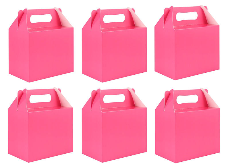 6 Hot Pink Party Lunch Boxes