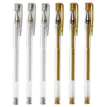 6 Silver & Gold Gel Pens