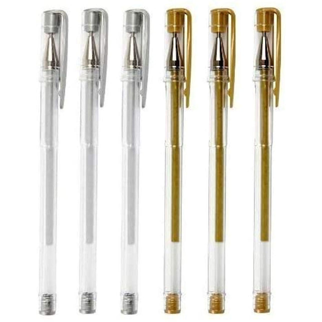 6 Silver & Gold Gel Pens