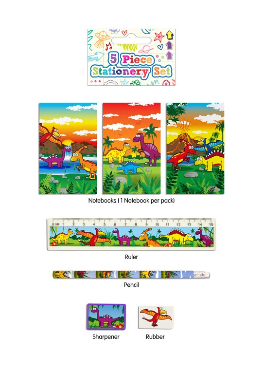 Dinosaur 5 Piece Stationery Set