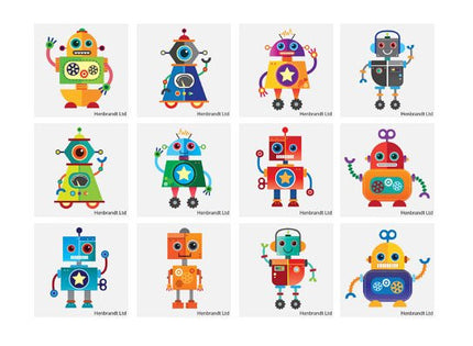 12 Robot Temporary Tattoos