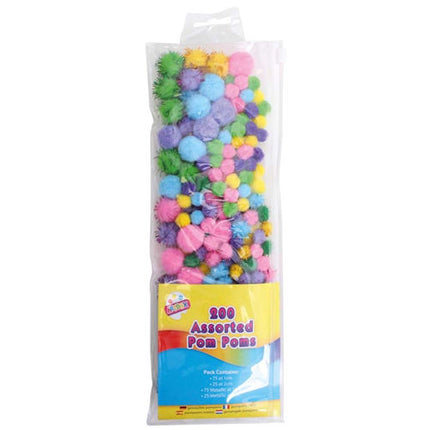 200 Assorted Coloured Pom Poms
