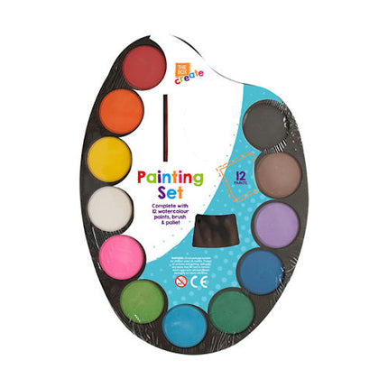 12 Colour Children's Painting Palette & Brush Set