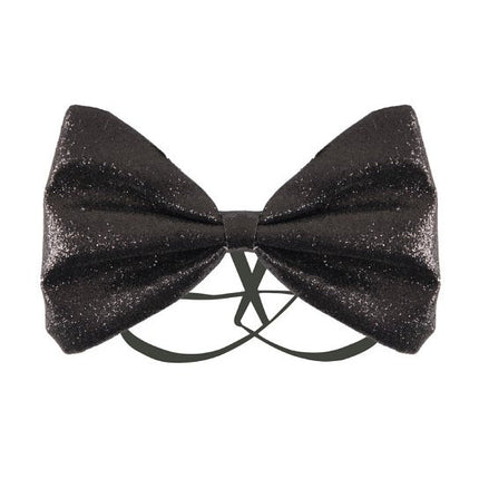 Black Glitter Elastic Bow Tie