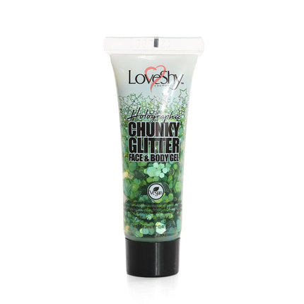 LoveShy Green Holographic Chunky Glitter Face & Body Gel