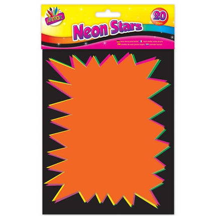 20 Neon 20cm x 15cm Fluorescent Star Flashes