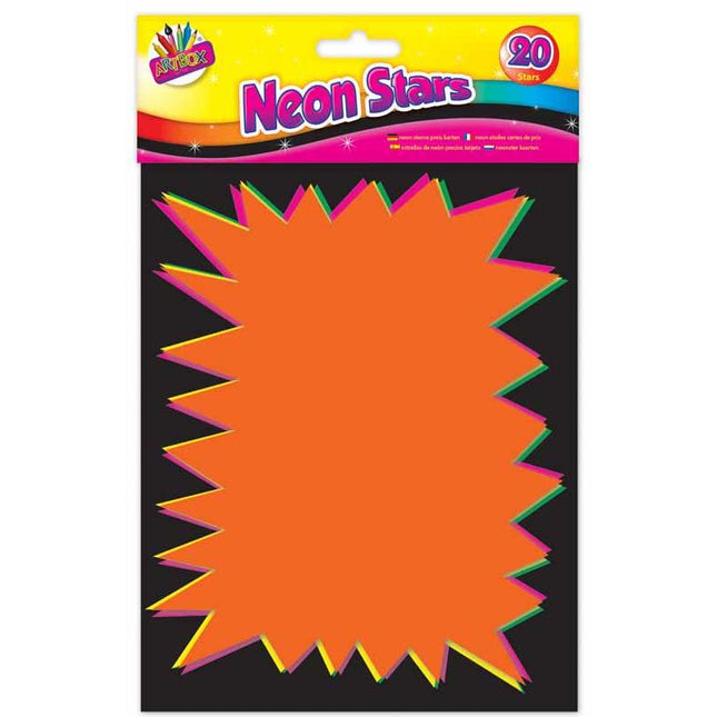20 Neon 20cm x 15cm Fluorescent Star Flashes
