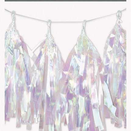 Iridescent 9ft Foil Tassel Garland