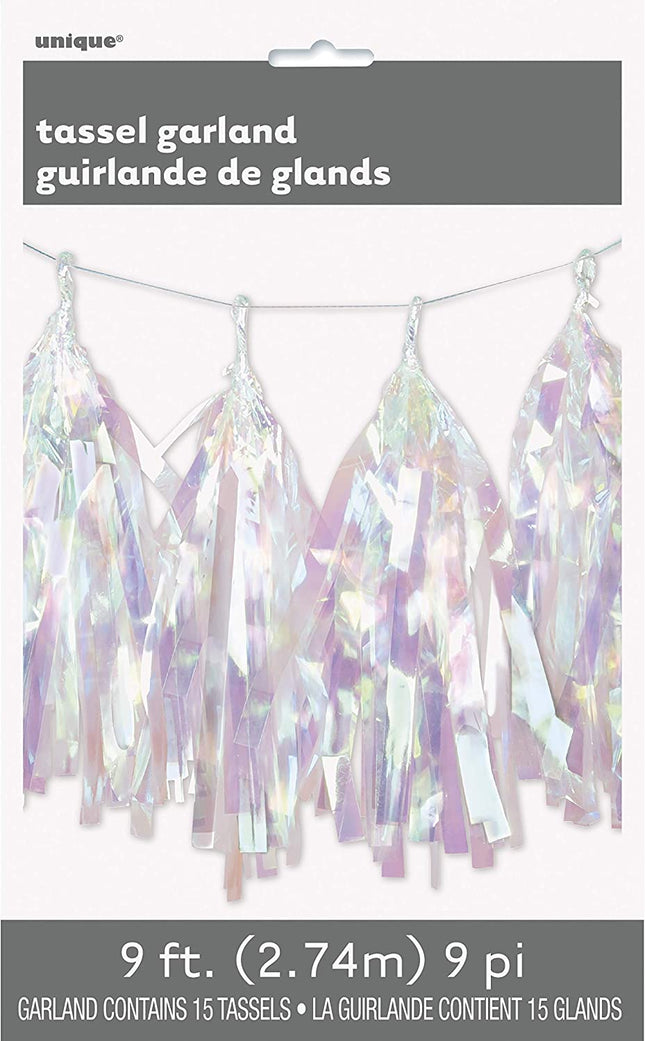 Iridescent 9ft Foil Tassel Garland