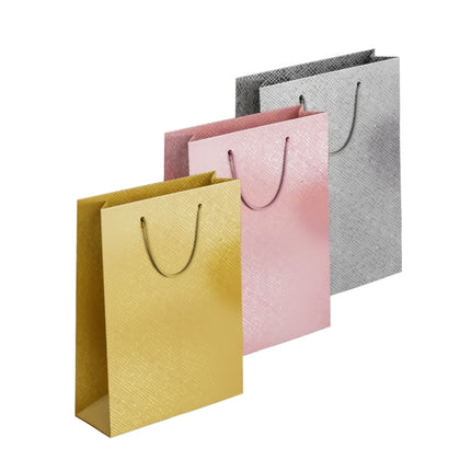 Cross-Hatch Embossed Metallic Medium Gift Bag