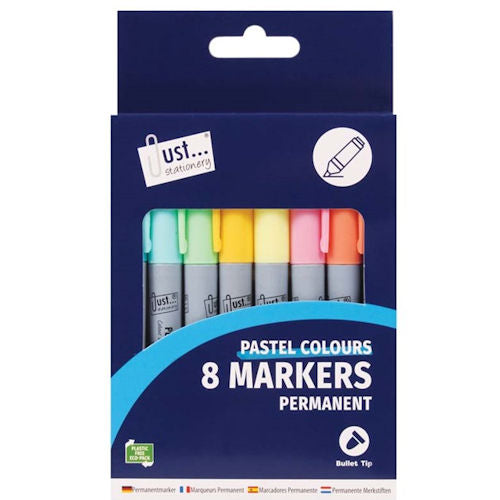 8 Pastel Coloured Permanent Markers
