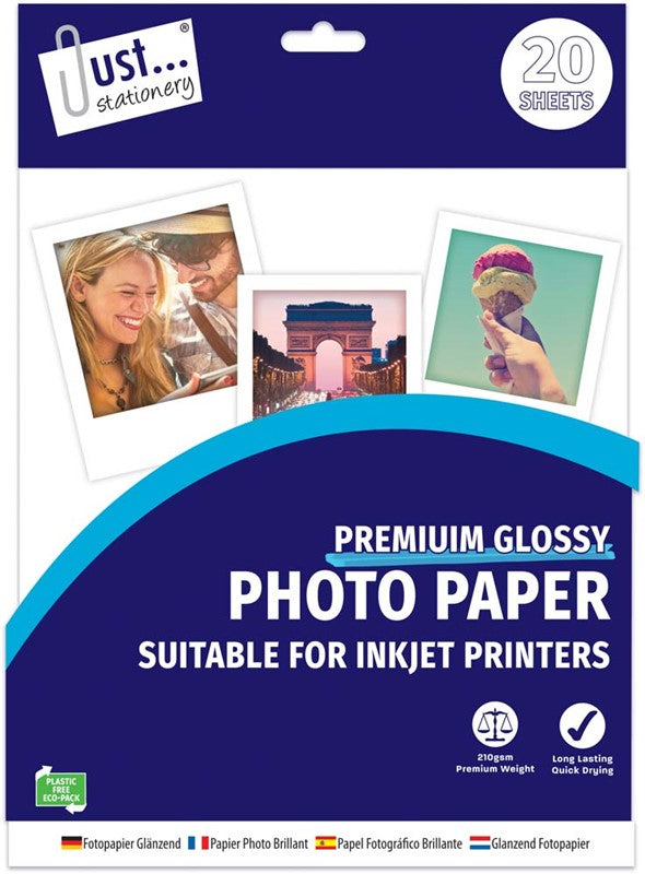 20 Glossy A4 Photo Paper Sheets