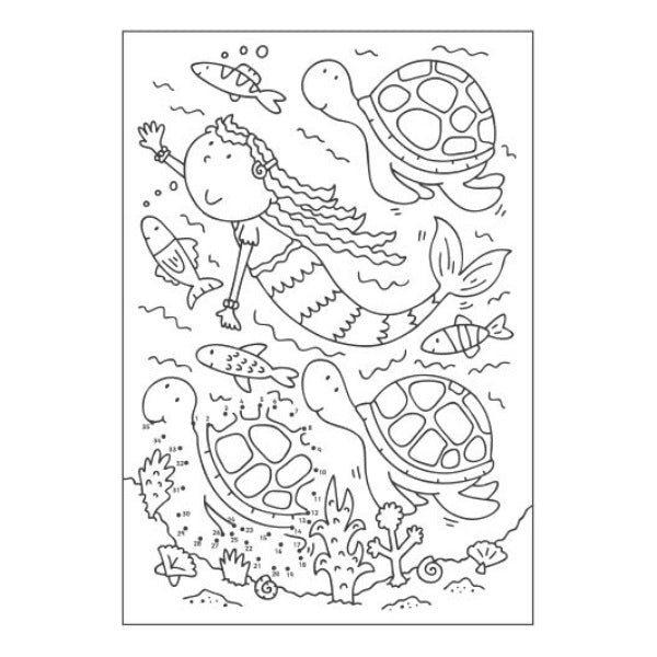 A4 Mermaid/Unicorns Dot-to-Dot Colouring Book