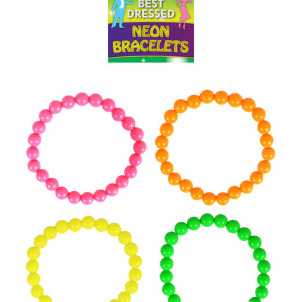 4 Neon Bead Bracelets