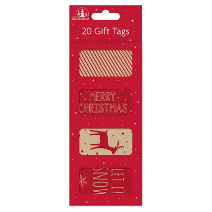 20 Christmas Kraft Oval Gift Tags