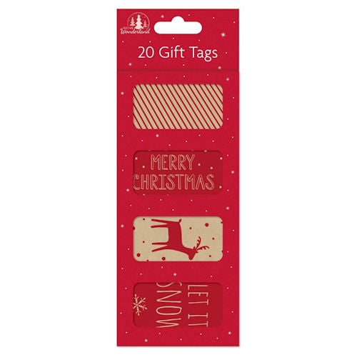 20 Christmas Kraft Oval Gift Tags