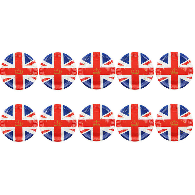 Union Jack 9'' Paper Plates 10 Pack