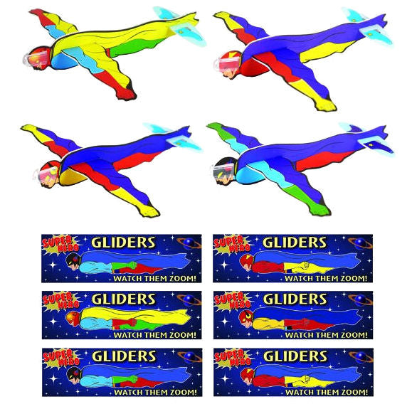 6 Super Hero Polystyrene Gliders