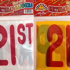 Happy 21st Birthday Banner (White/Yellow)