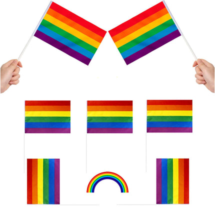 5 Rainbow Pride Flags & Sticks