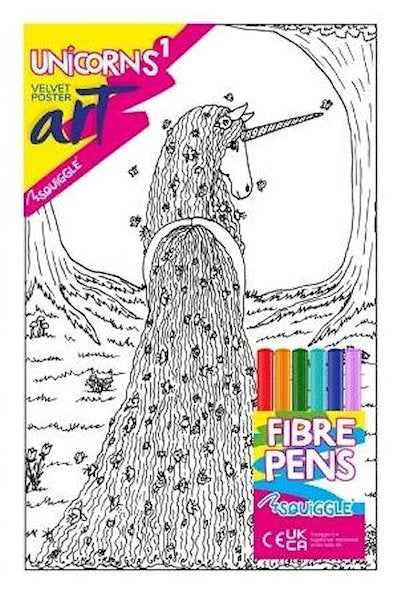 Unicorns Velvet Poster Art & Fibre Pens