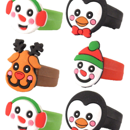 6 Christmas Finger Rubber Rings