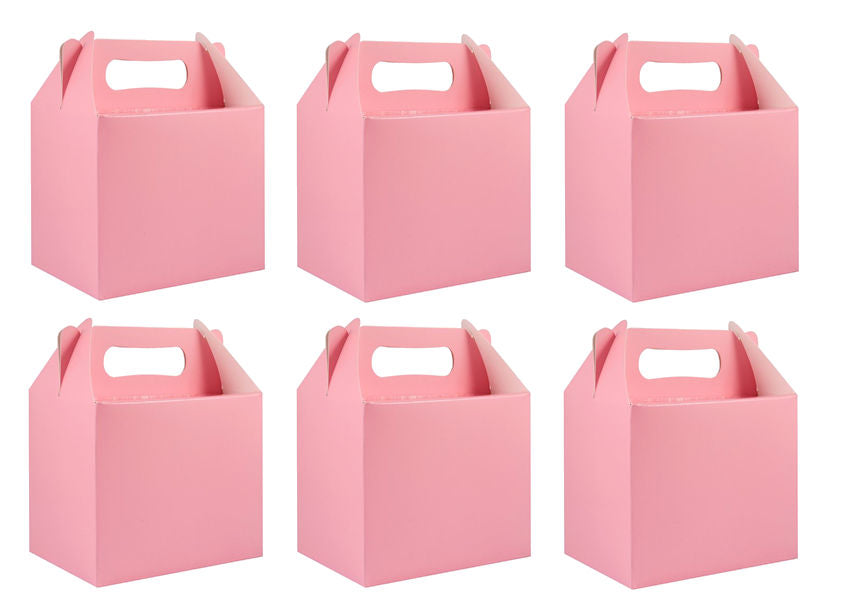 6 Baby Pink Party Lunch Boxes
