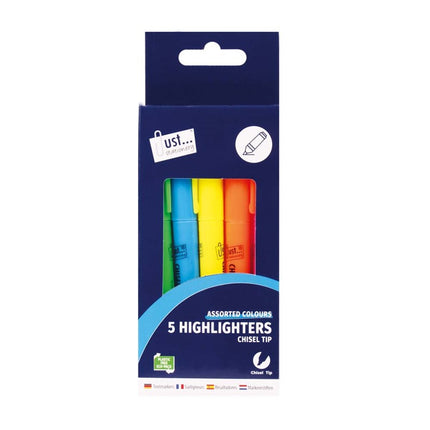 5 Chisel Tip Highlighters