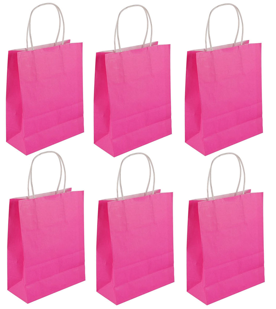 6 Large Hot Pink Party Bags