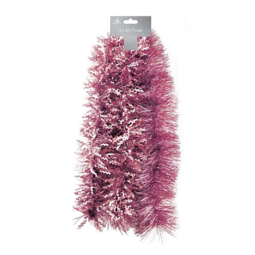 2 Shiny & Matt Blush Pink Luxury Christmas Tinsel