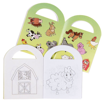 6 Farm Sticker & Colouring Books With Handles