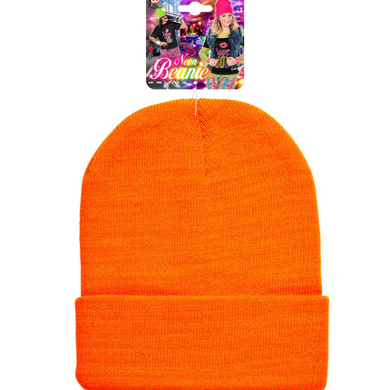 Wool Look Neon Orange Beanie