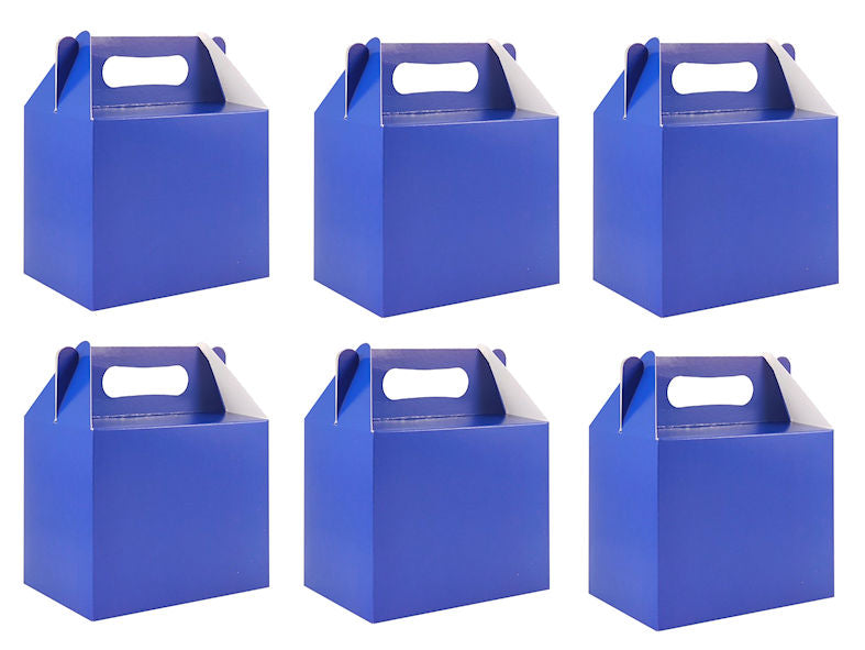6 Royal Blue Party Lunch Boxes