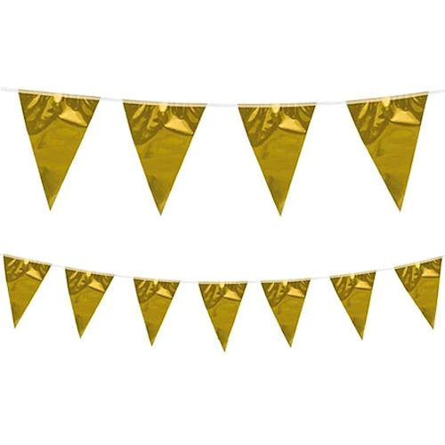 Metallic Gold 10m Triangle Flag Bunting