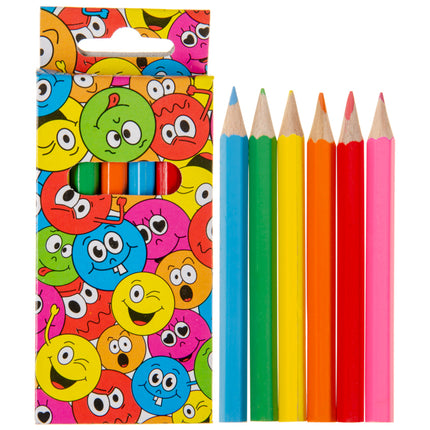 6 Happy Face Halfsize Colouring Pencils