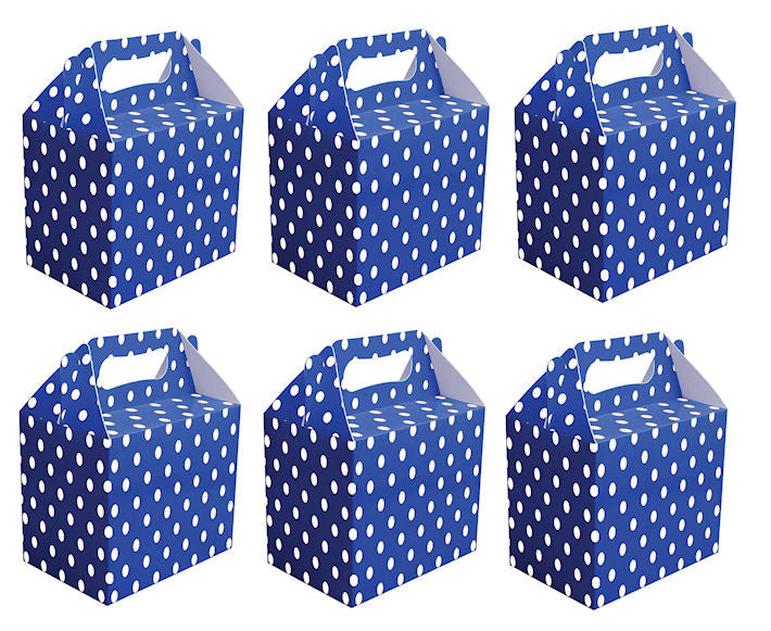 6 Royal Blue Polka Dot Boxes