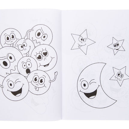 6 Large Emoji Face Colour & Sticker Books